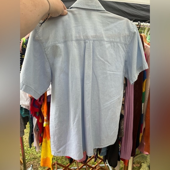 Vintage Jane Ashley Light Chambray Embellished Beaded Western Button Down Shirt - Picture 2 of 4